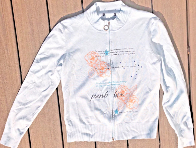 Y2k zip up hoodie stars blue orange carnation point zero glitter jewls s velvet Carnation