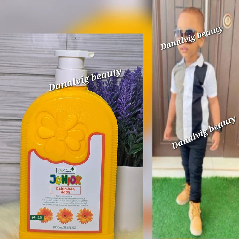 Yellow sunflower kids shower gel bottle with pump and embossed flower design