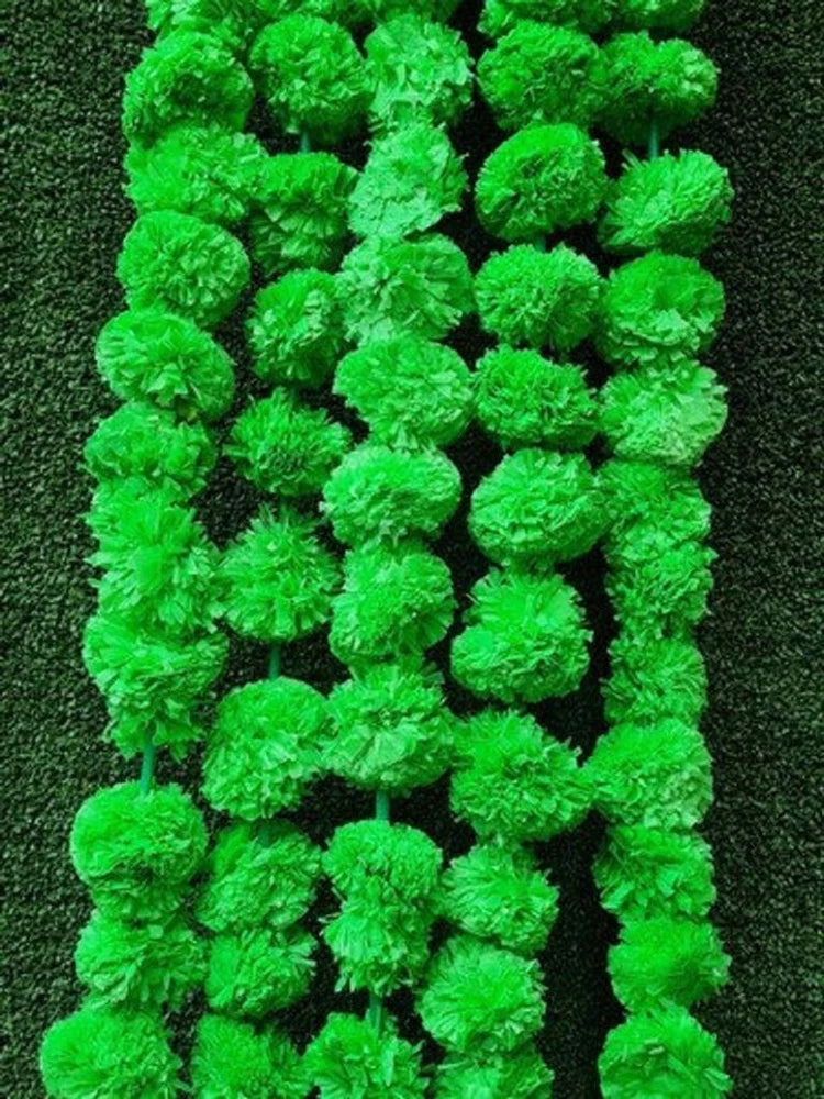 Wholesale Lot Of 50PC Indian Artificial Marigold Floral Garland Wedding Decor Green Plant