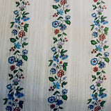 VTG Purple Green Blue & Red Florals Wallpaper Stripe on Blue Gray Dimity BTHY Flowering Plants