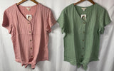 Weatherproof Vintage Ladies Tie Front Shirt in Pink OR Green Pick Your Size NWT Roses