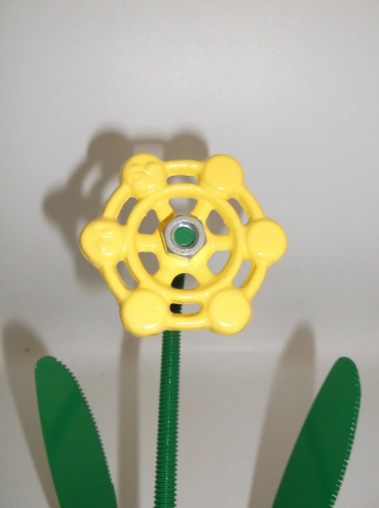Yellow Metal Flower, Faucet Flower Metal Art, miniature Valentines Gift Sunflower