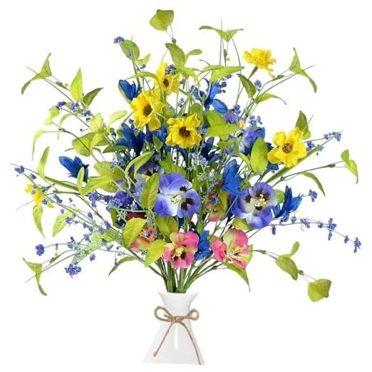 Spring Floral Picks 6 Pcs Artificial Easter Stems with Pansy Flower Colorful Hydrangea