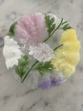 VTG Sydenstricker Floral Fused Art Glass Ruffled Bowl Botanical Hydrangeas 7Ó Hydrangea