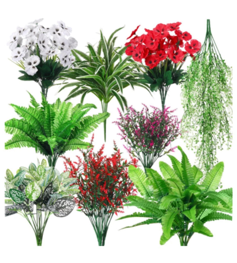 Sealed 24 Piece Artificial Plant, Yard, Front Porch Decor, Green & Red Green Plant