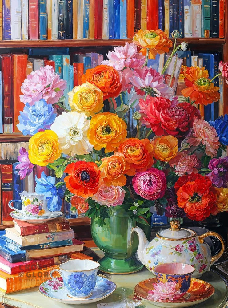 - Ranunculus Rendezvous - 1000 Piece Jigsaw Puzzle for Adults | Colorful Floral Ranunculus
