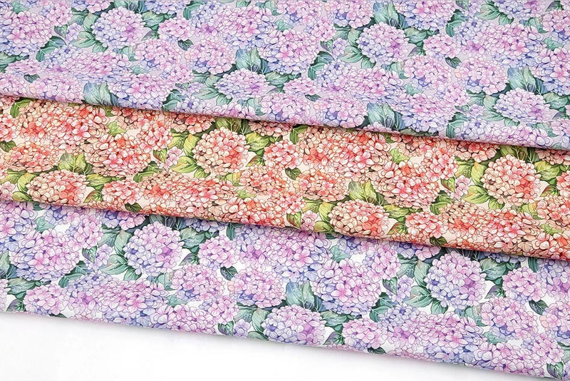 French Hydrangea Flower Patterned Fabric made in Korea by the Half Yard Hydrangea