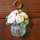 White Ranunculus in a Vase with fake water, Spring Tabletop Decor, Artificial Ranunculus