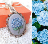 Hydrangea necklace Birthday flower bloom necklace for mom March 20th birthday Hydrangea
