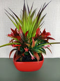 Beautiful Handmade Red/Green Tropical Style Faux Succulent Arrangement Green Plant