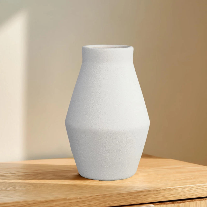 White Ceramic Flower Vase - 10 Inch Rustic Farmhouse Vase for Pampas Grass, B... Pampas Grass