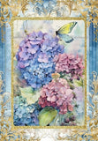 Hydrangea Flowers & Butterfly Designer Cotton Fabric Quilt Block Multi-size Hydrangea