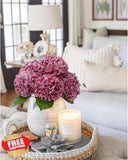 DuHouse 3Pcs Large Hydrangea Flowers Rose Red 20 inch Hydrangea