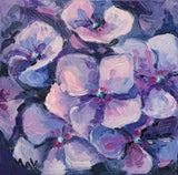 Hydrangea Painting Small Flower Original Art Floral Oil Painting Tiny Square Art Hydrangea