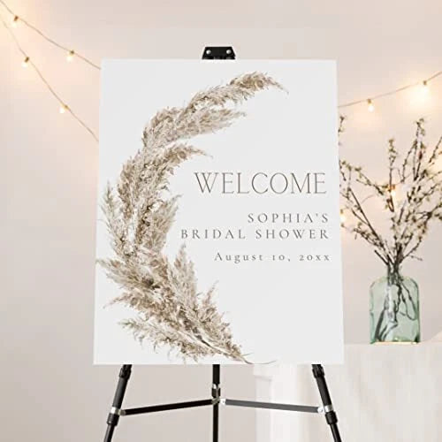 Personalized Pampas Grass Bridal Shower Welcome Sign Custom Bridal Shower Sign Pampas Grass