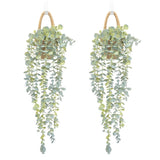 Fake Hanging Plant Decor Indoor, Eucalyptus Artificial Faux Plants in Wall Wo... Green Plant