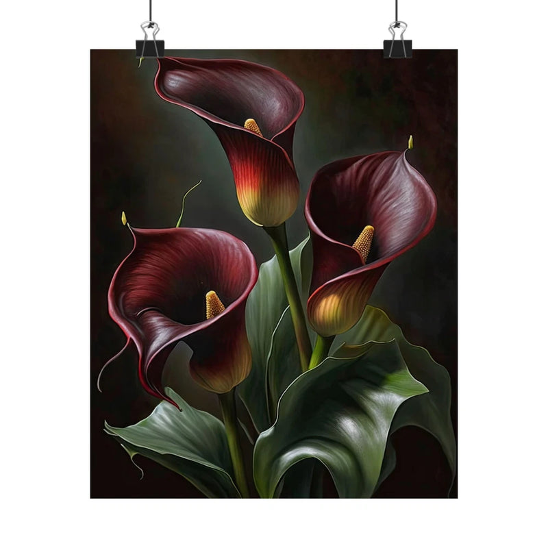 Maroon Calla Lily Flowers Poster, Flower Art Print, Floral Artwork 09 Lily