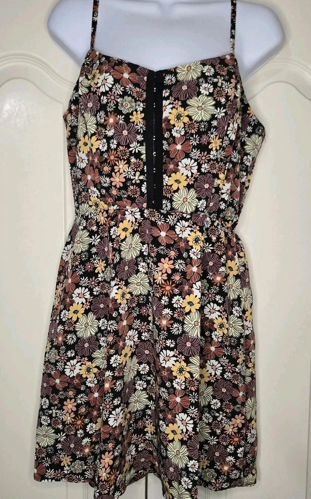 Lily Rose A-Line Dress Large Floral Polyester Spaghetti Straps Stretchy Back Lily