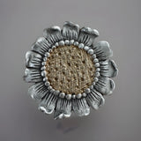 Silver And Bronze Tone Whimsy Detailed Sunflower Daisy Brooch Sunflower
