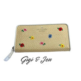 Kate Spade Staci Garden Bouquet Straw Large Continental Wallet Bouquet