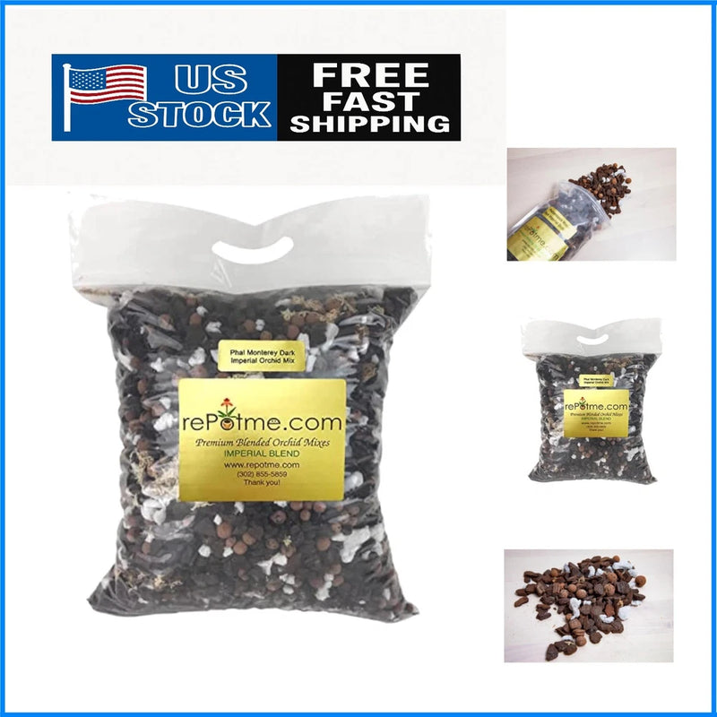 Orchid potting mix mini bag, dark imperial blend bark and chips, 2-quart
