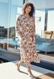 New J Jill Pebble Hydrangea Garden Dipped Hem Midi Dress Medium Cottagecore Hydrangea