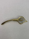 Fashion, Gold Tone Clear Rhinestone Dust Call Lily Long Stem Brooch Pin_ B3 Lily