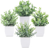 Der Rose 4Pack Mini Fake Potted Plants Artificial Greenery Home Decor Green Plant