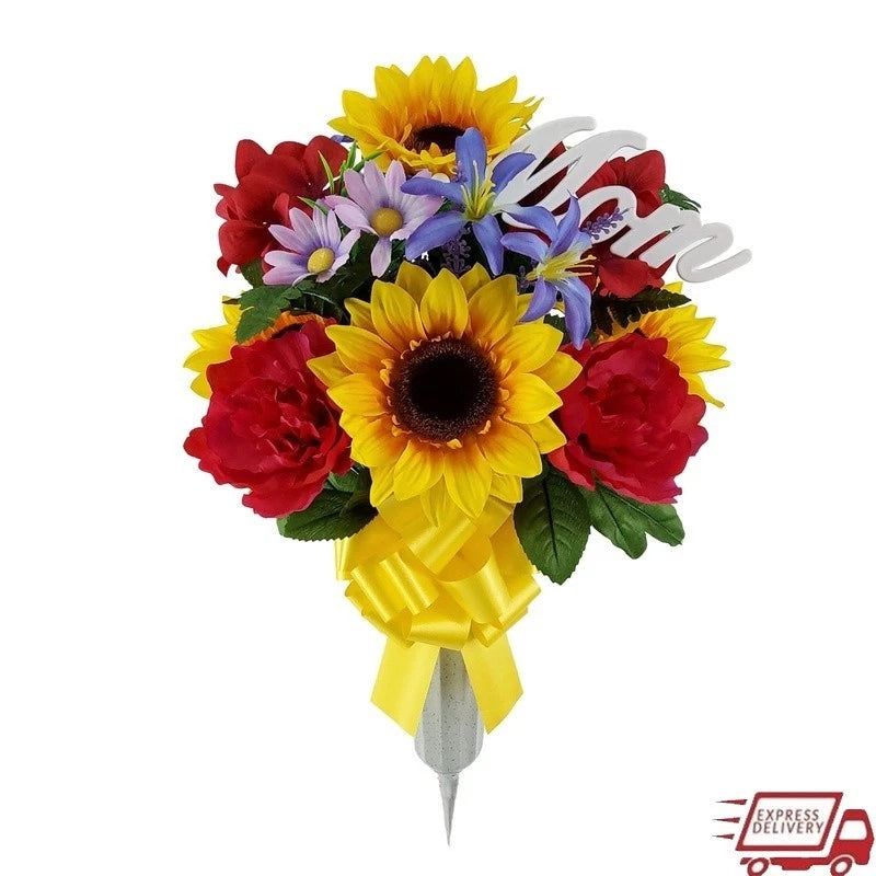 20in Outdoor Artificial Flowers Vase Mom Sign Sunflower Peony Garden Decor New Sunflower