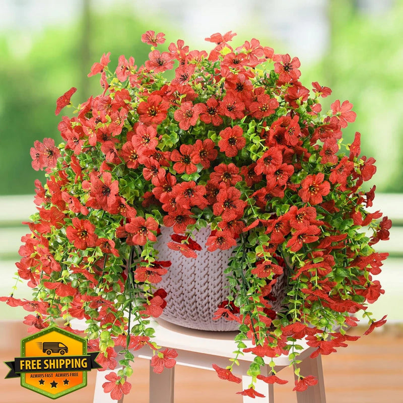 ZFProcess 2PCS Artificial Hanging Daisy Flowers Outdoor Red Daisies