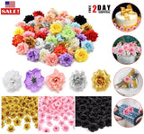 50Pcs Silk Rose Flower Heads Artificial Roses Bulk Craft Wedding Party DIY Decor Roses