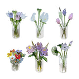Glass Flowers Figurine with Vase Collectible Figurines Decorative Artificial New Peony