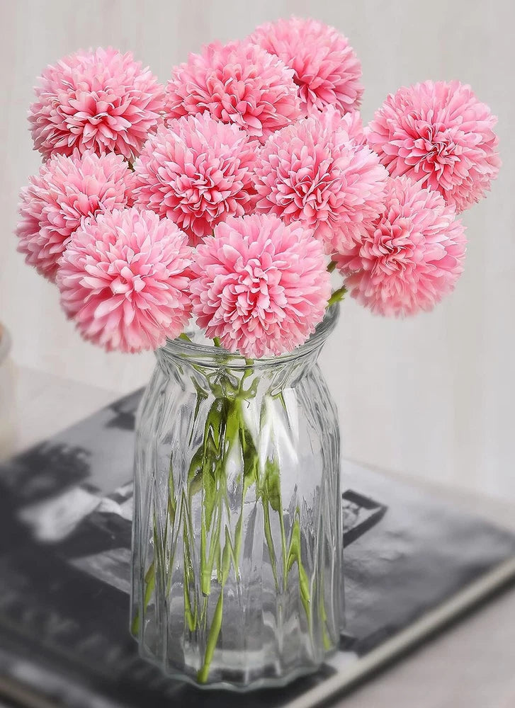 Satyam Kraft Artificial Chrysanthemum Ball Hydrangea Flowers, 5 Pieces Hydrangea