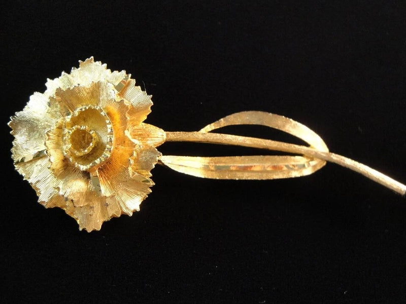 Vintage BSK Signed Flower Carnation Brooch Pin Carnation