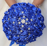Royal Blue Bridal Brooch Bouquet Rose Toss Bling Wedding Quinceanera 9.8Ó Bouquet
