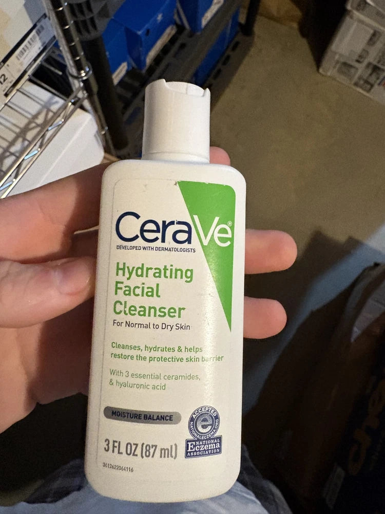 CeraVe hydrating facial cleanser with hyaluronic acid, normal to dry, 3 fl oz bottle