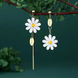 Daisy Sunflower Floral Drop Earrings Asymmetric Colorful Round Women Jewelry Sunflower