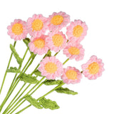 10 Pcs Crochet Flower Handmade Knitted Small Potted Daisy with Stem Pink Daisies