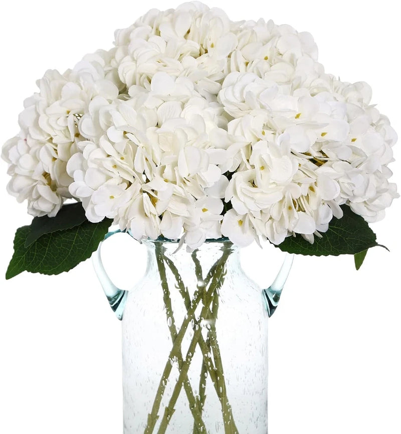 Cabin 6pcs White Hydrangeas Artificial Flowers Silk Fake Hydrangeas Faux Hydrang Hydrangea