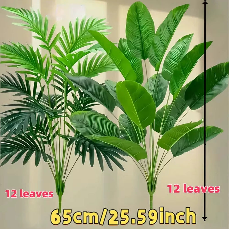 2Pcs Outdoor Artificial Green Plants with 24 Leaves Nordic-Style Banana Leaf Pal Green Plant