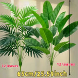 2Pcs Outdoor Artificial Green Plants with 24 Leaves Nordic-Style Banana Leaf Pal Green Plant