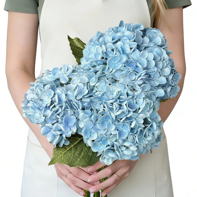3 Pcs Real Touch Hydrangea Artificial Flowers, Pet-Safe 3D Latex Blue Hydrang... Hydrangea