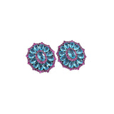 Gold Plated Rose Pink Blue Cubic Zirconia Sunflower Stud Earrings Sunflower