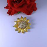 Modern Pastel Rhinestone Sun  Flower   Pin Brooch  CAT RESCUE Sunflower