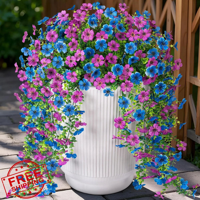 Faux Daisy Flowers Outdoor Purple Blue Silk Hanging Plants Daisies