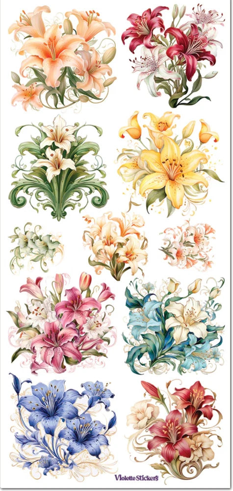 Violette Stickers Pastel Lily Spring Flowers Crafts Planner Supply Scrapbook Lily