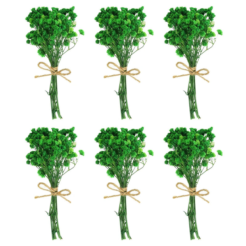6 Pcs Mini Dried Flower Bouquet Baby's Breath Boho DIY Gift Green Dried Flower