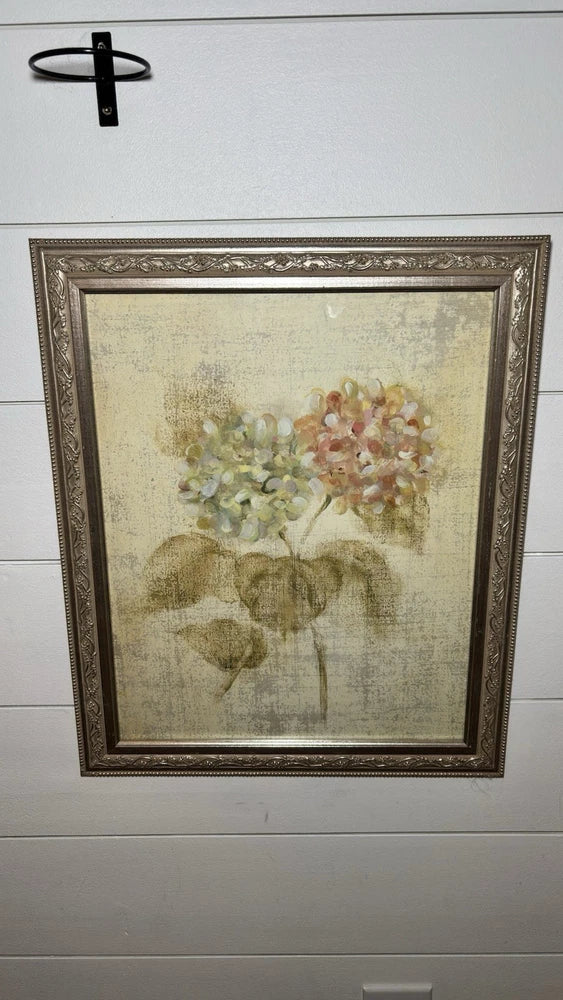 Hydrangea Pairs Floral Art Print by Cheri Blum Soft Gold Frame 19.5x23.5 Hydrangea