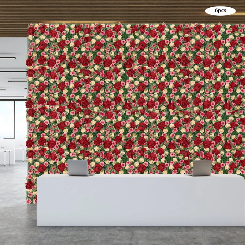6-Piece Vibrant Artificial Flower Wall Panel Set for Weddings & Decor Hydrangea