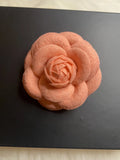 Camellia Flower Brooch Pin New Handmade Light Peach Pink Roses
